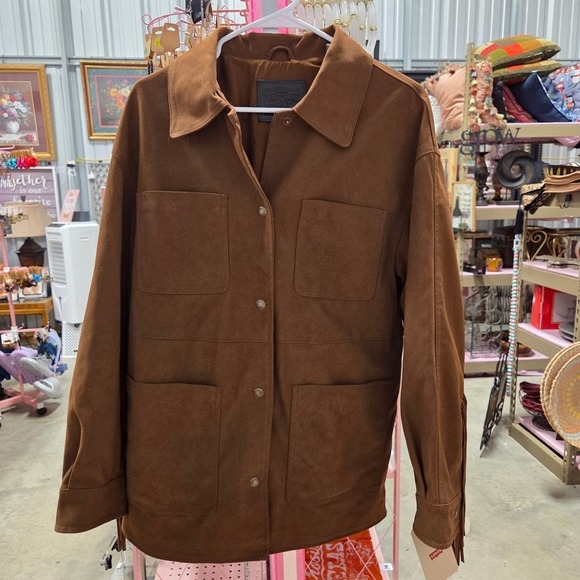 Levi's Jackets & Blazers - Levis Brown Faux Suede Fringe Western Jacket Womens Medium LW6RS998 New